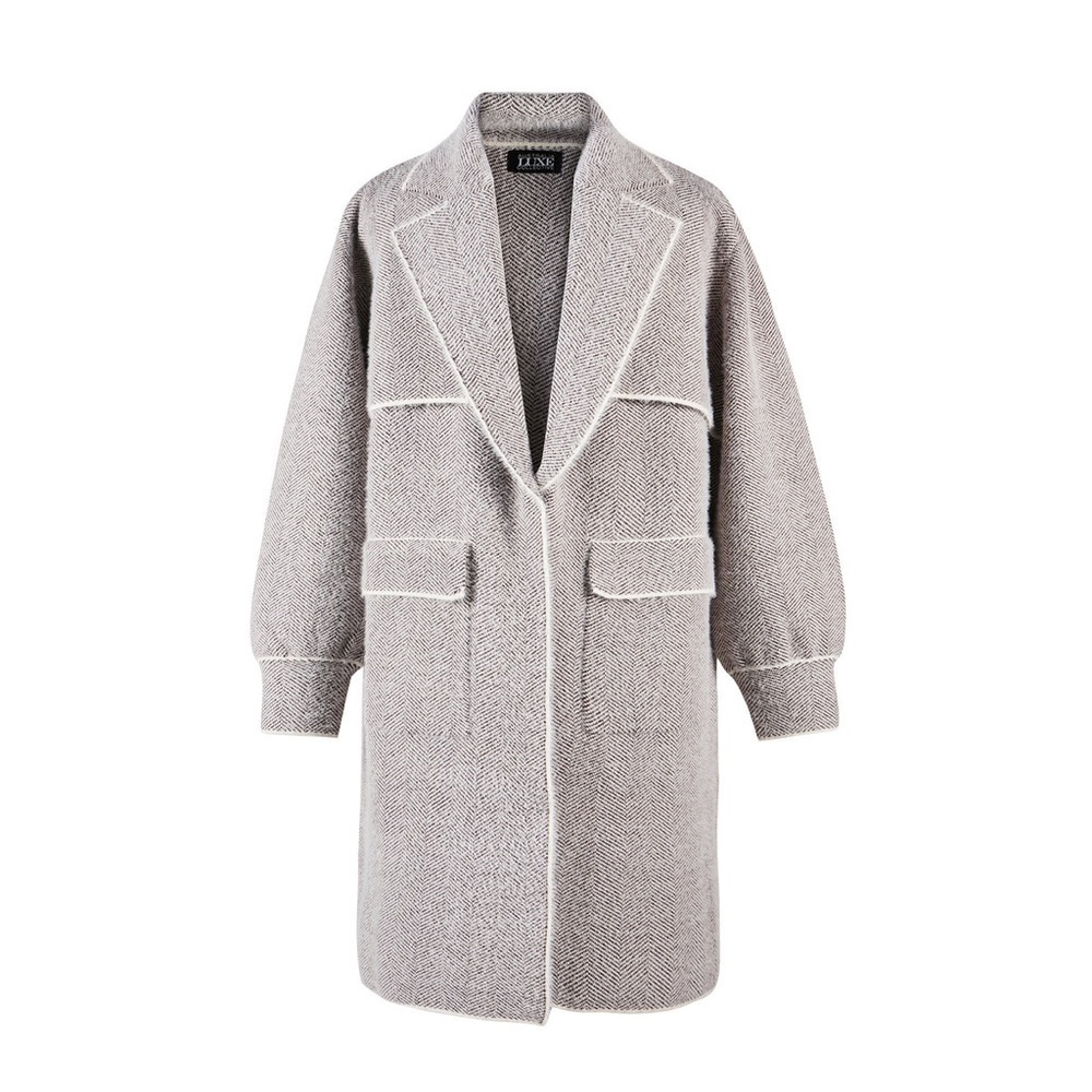 Australia Luxe Collective Herringbone Coat Oversized Wool Blend M/L NWT